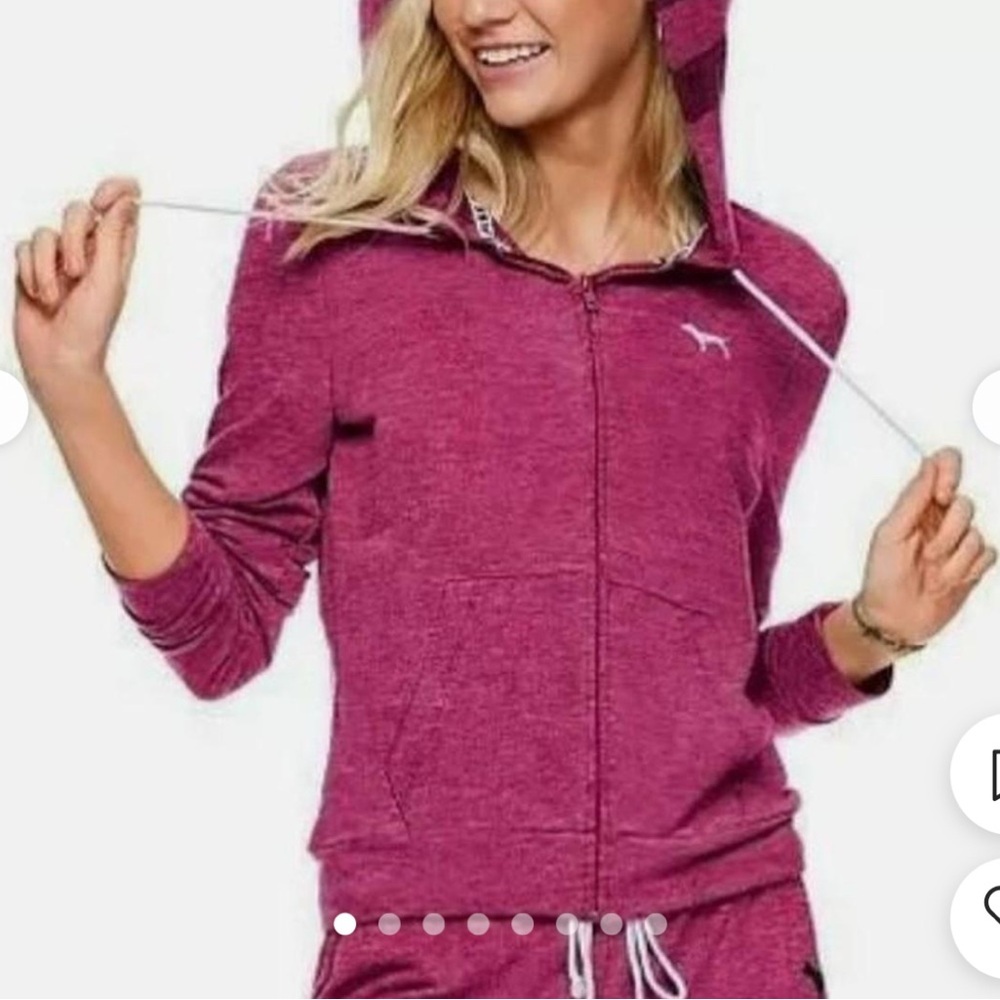 Victoria's Secret Pink 3/4 Sleeve Hoodie Sweatshirt Large